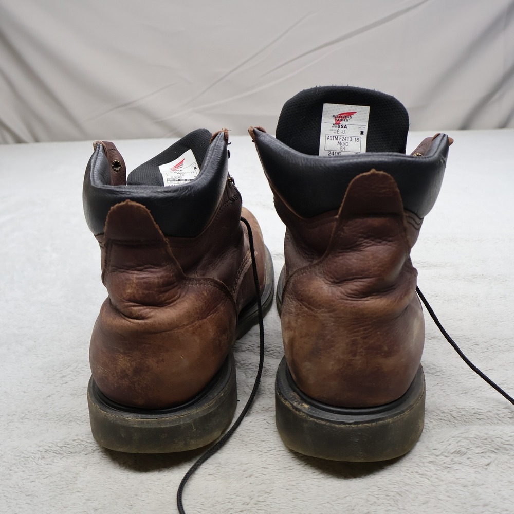 Red Wing Mens 13 Work Boots Brown Leather Steel Toe Safety Waterproof USA Made - Picture 6 of 16